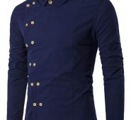 Ericdress Plain Lapel Button Double-Breasted Fall Men’s Shirt