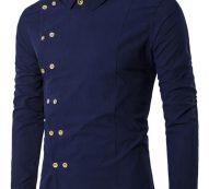 Ericdress Plain Lapel Button Double-Breasted Fall Men’s Shirt