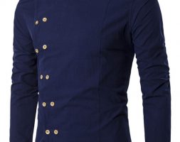 Ericdress Plain Lapel Button Double-Breasted Fall Men’s Shirt
