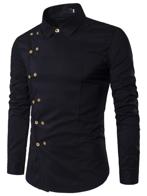 Ericdress Plain Lapel Button Double-Breasted Fall Men's Shirt