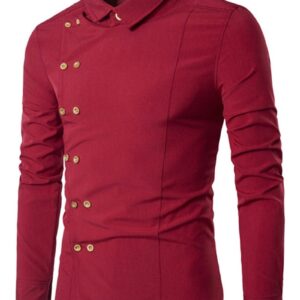 Ericdress Plain Lapel Button Double-Breasted Fall Men's Shirt