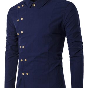 Ericdress Plain Lapel Button Double-Breasted Fall Men's Shirt