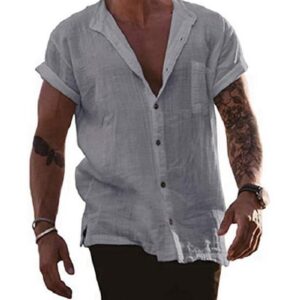 Ericdress Plain Lapel European Straight Single-Breasted Men's Shirt