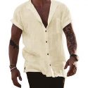 Ericdress Plain Lapel European Straight Single-Breasted Men’s Shirt