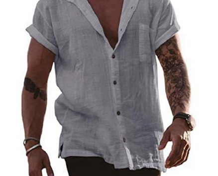 Ericdress Plain Lapel European Straight Single-Breasted Men’s Shirt