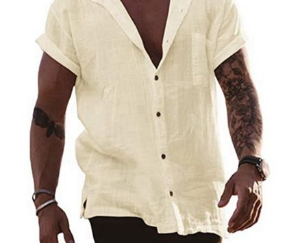 Ericdress Plain Lapel European Straight Single-Breasted Men’s Shirt