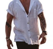 Ericdress Plain Lapel European Straight Single-Breasted Men’s Shirt