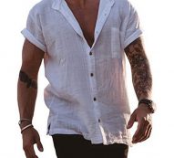 Ericdress Plain Lapel European Straight Single-Breasted Men’s Shirt