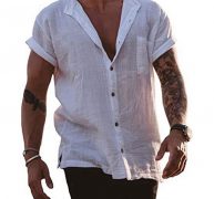 Ericdress Plain Lapel European Straight Single-Breasted Men’s Shirt