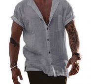 Ericdress Plain Lapel European Straight Single-Breasted Men’s Shirt