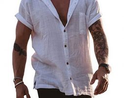 Ericdress Plain Lapel European Straight Single-Breasted Men’s Shirt