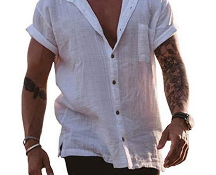 Ericdress Plain Lapel European Straight Single-Breasted Men’s Shirt