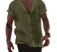 Ericdress Plain Lapel European Straight Single-Breasted Men’s Shirt