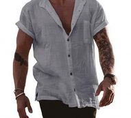 Ericdress Plain Lapel European Straight Single-Breasted Men’s Shirt