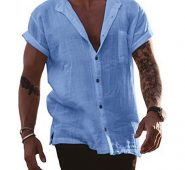 Ericdress Plain Lapel European Straight Single-Breasted Men’s Shirt