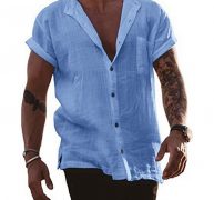 Ericdress Plain Lapel European Straight Single-Breasted Men’s Shirt