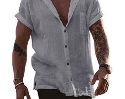 Ericdress Plain Lapel European Straight Single-Breasted Men’s Shirt