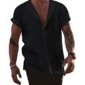 Ericdress Plain Lapel European Straight Single-Breasted Men’s Shirt