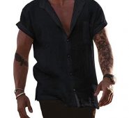 Ericdress Plain Lapel European Straight Single-Breasted Men’s Shirt