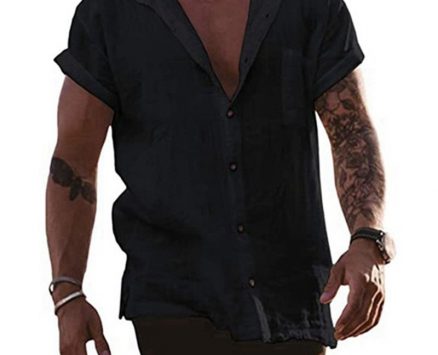 Ericdress Plain Lapel European Straight Single-Breasted Men’s Shirt