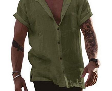 Ericdress Plain Lapel European Straight Single-Breasted Men’s Shirt