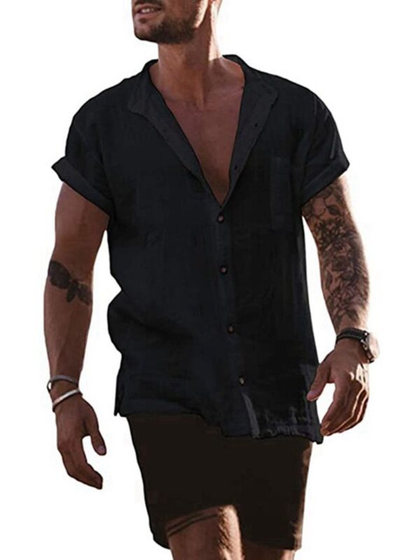Ericdress Plain Lapel European Straight Single-Breasted Men's Shirt