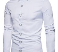 Ericdress Plain Lapel Simple Print Men’s Shirt