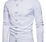 Ericdress Plain Lapel Simple Print Men’s Shirt