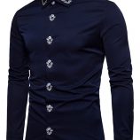 Ericdress Plain Lapel Simple Print Men’s Shirt