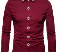 Ericdress Plain Lapel Simple Print Men’s Shirt