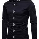 Ericdress Plain Lapel Simple Print Men’s Shirt