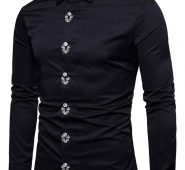 Ericdress Plain Lapel Simple Print Men’s Shirt