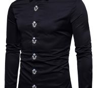 Ericdress Plain Lapel Simple Print Men’s Shirt