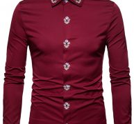 Ericdress Plain Lapel Simple Print Men’s Shirt