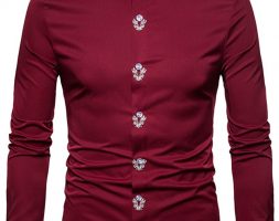 Ericdress Plain Lapel Simple Print Men’s Shirt