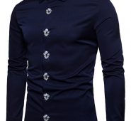 Ericdress Plain Lapel Simple Print Men’s Shirt