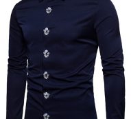 Ericdress Plain Lapel Simple Print Men’s Shirt