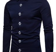 Ericdress Plain Lapel Simple Print Men’s Shirt