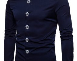 Ericdress Plain Lapel Simple Print Men’s Shirt