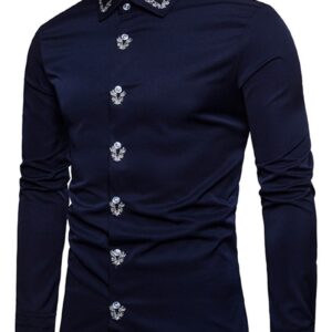 Ericdress Plain Lapel Simple Print Men's Shirt