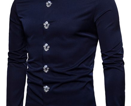 Ericdress Plain Lapel Simple Print Men’s Shirt