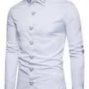 Ericdress Plain Lapel Simple Print Men’s Shirt