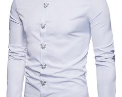 Ericdress Plain Lapel Simple Print Men’s Shirt