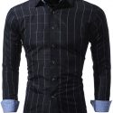 Ericdress Plain Long Sleeve Plaid Casual Men’s Shirt