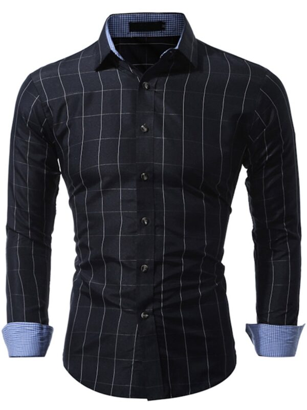 Ericdress Plain Long Sleeve Plaid Casual Men's Shirt