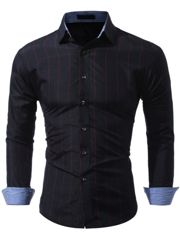 Ericdress Plain Long Sleeve Plaid Casual Men's Shirt