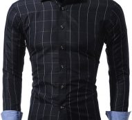 Ericdress Plain Long Sleeve Plaid Casual Men’s Shirt