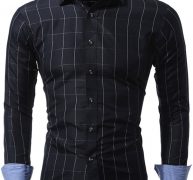 Ericdress Plain Long Sleeve Plaid Casual Men’s Shirt