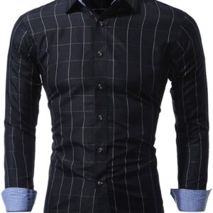 Ericdress Plain Long Sleeve Plaid Casual Men's Shirt