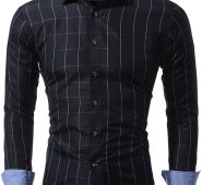 Ericdress Plain Long Sleeve Plaid Casual Men’s Shirt